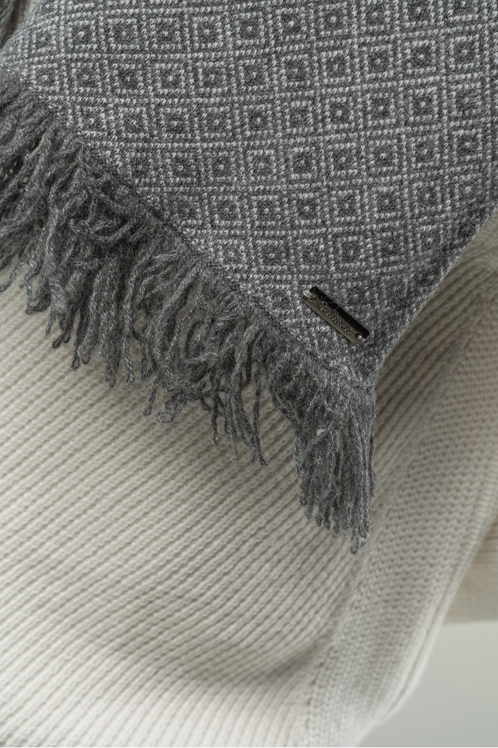 Sciarpa jacquard rombi in Cashmere