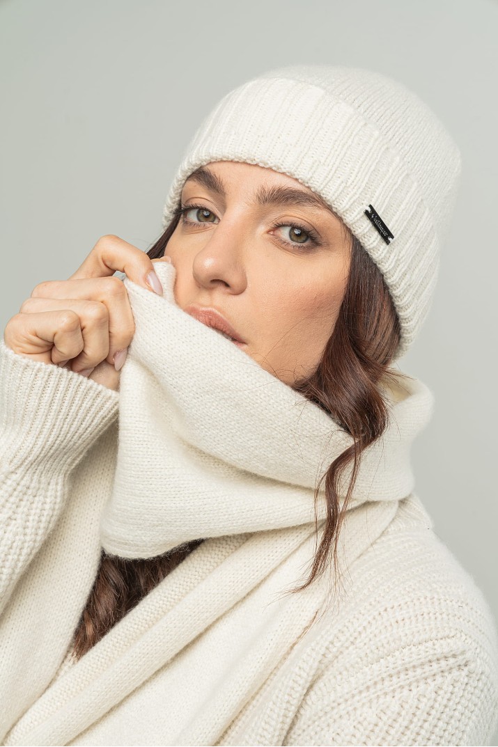 Sciarpa in Cashmere con finale a costine