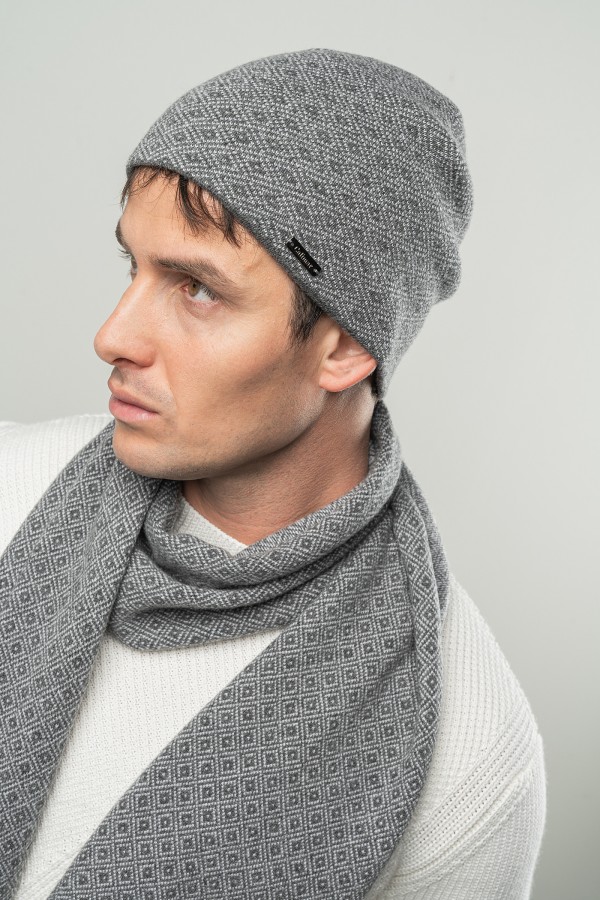 Cappello jacquard Rombi in Cashmere