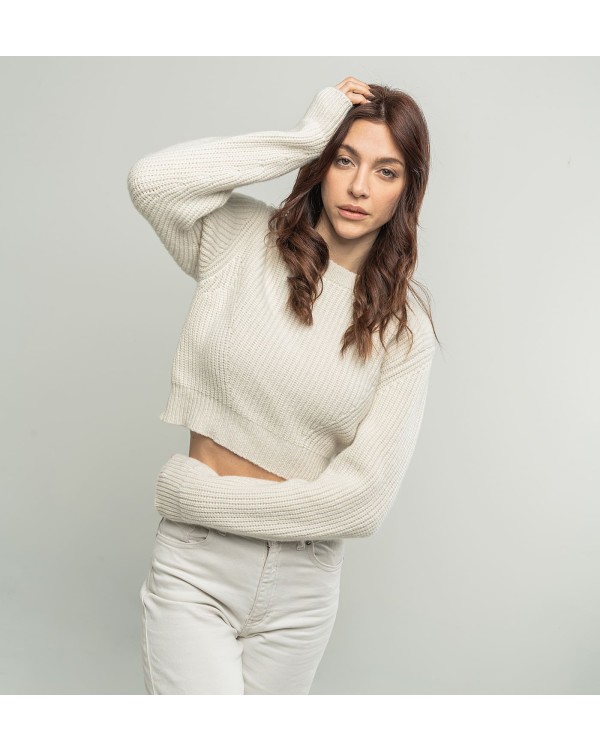 Girocollo crop maglia inglese in cashmere