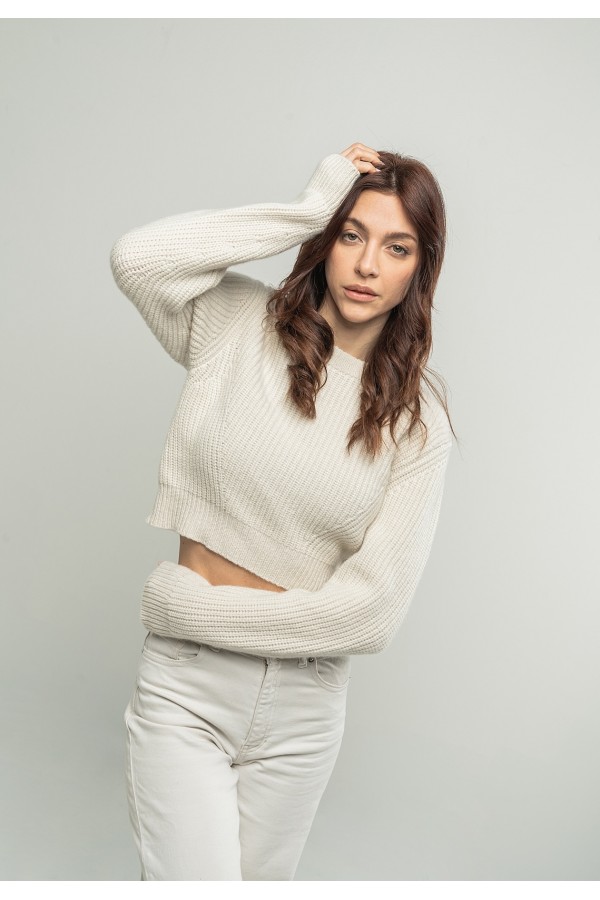 Girocollo crop maglia inglese in cashmere