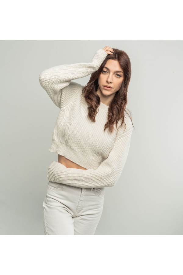 Girocollo crop maglia inglese in cashmere
