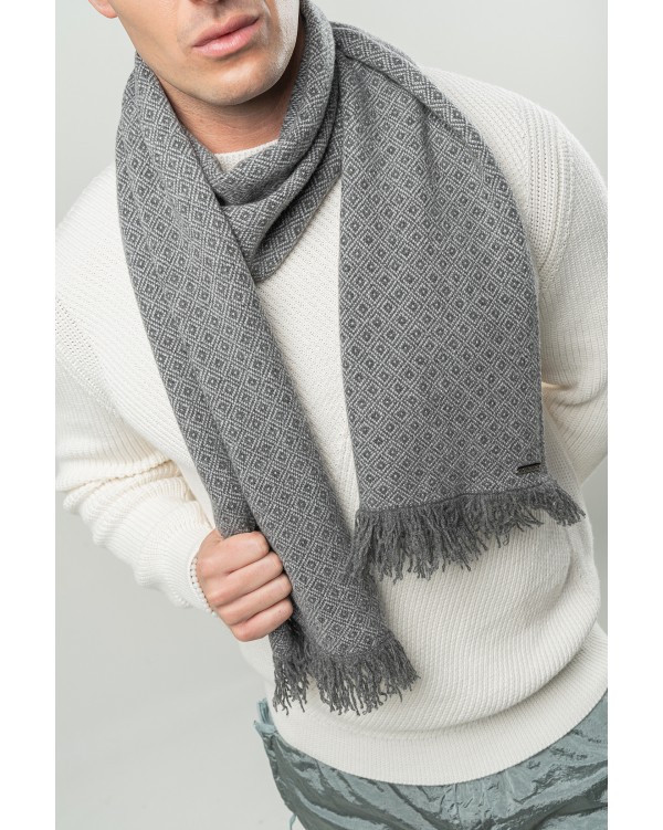 Sciarpa jacquard rombi in Cashmere