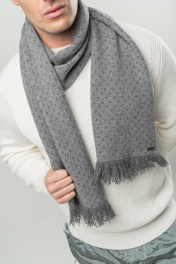 Sciarpa jacquard rombi in Cashmere