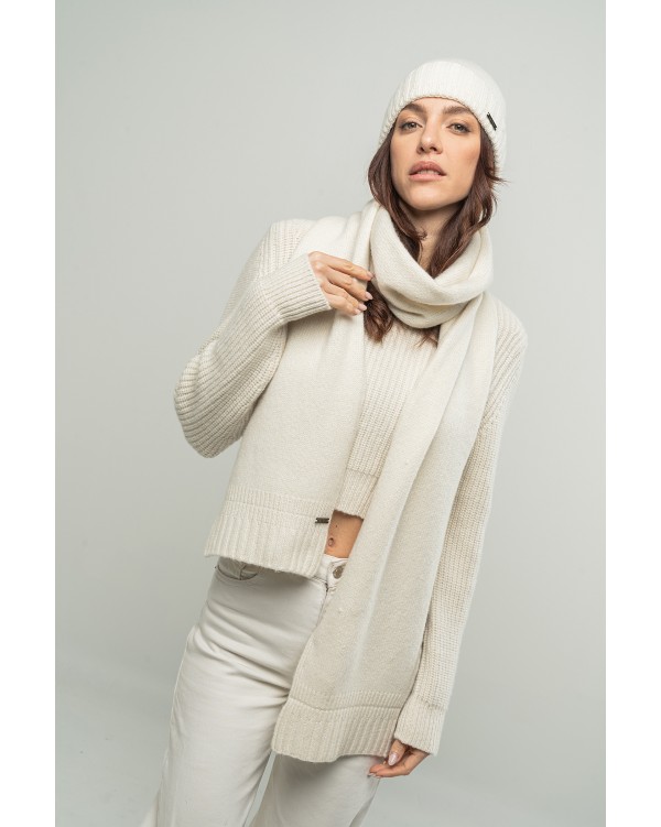 Sciarpa in Cashmere con finale a costine