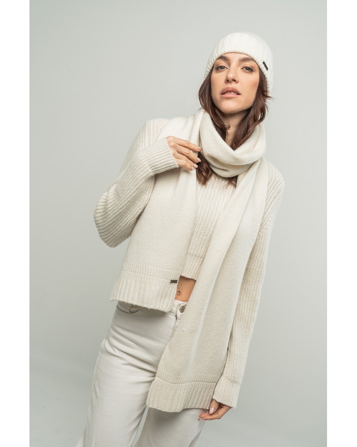 Sciarpa in Cashmere con finale a costine