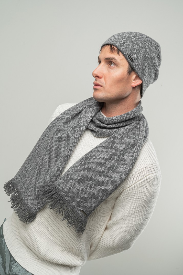 Cappello jacquard Rombi in Cashmere