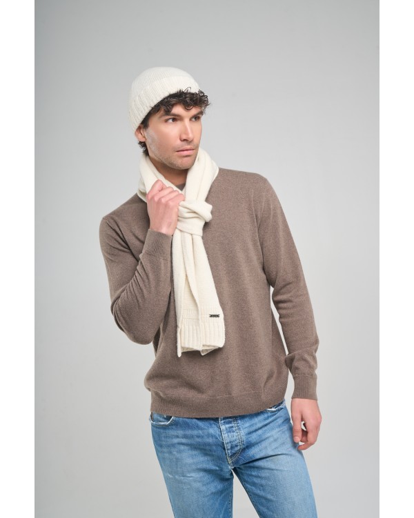 Sciarpa in Cashmere con finale a costine