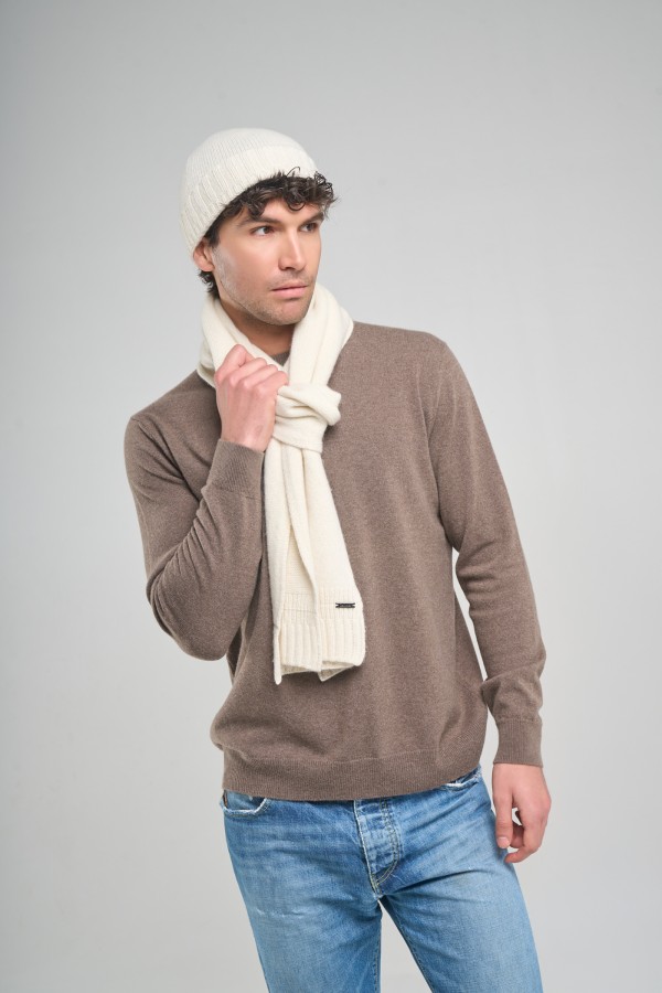 Sciarpa in Cashmere con finale a costine