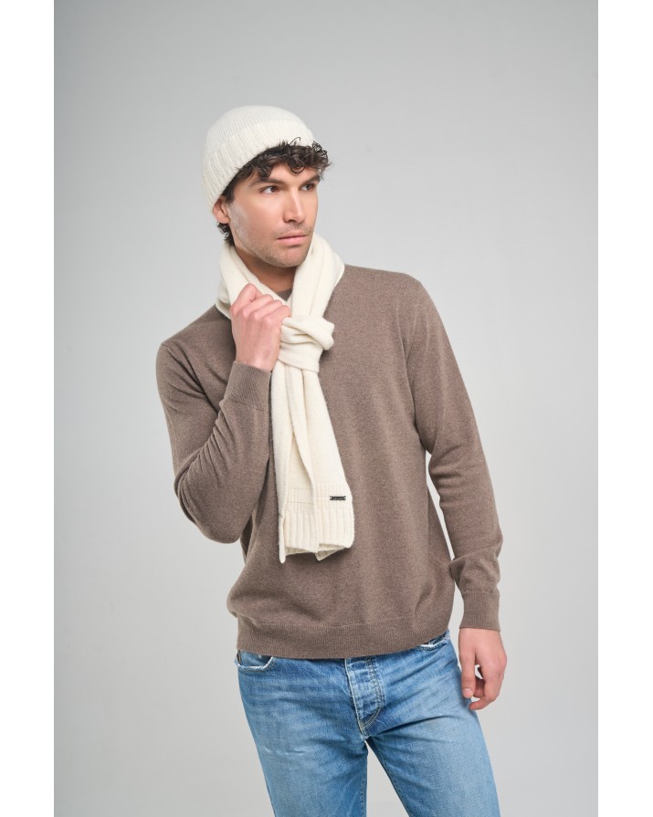 Sciarpa in Cashmere con finale a costine