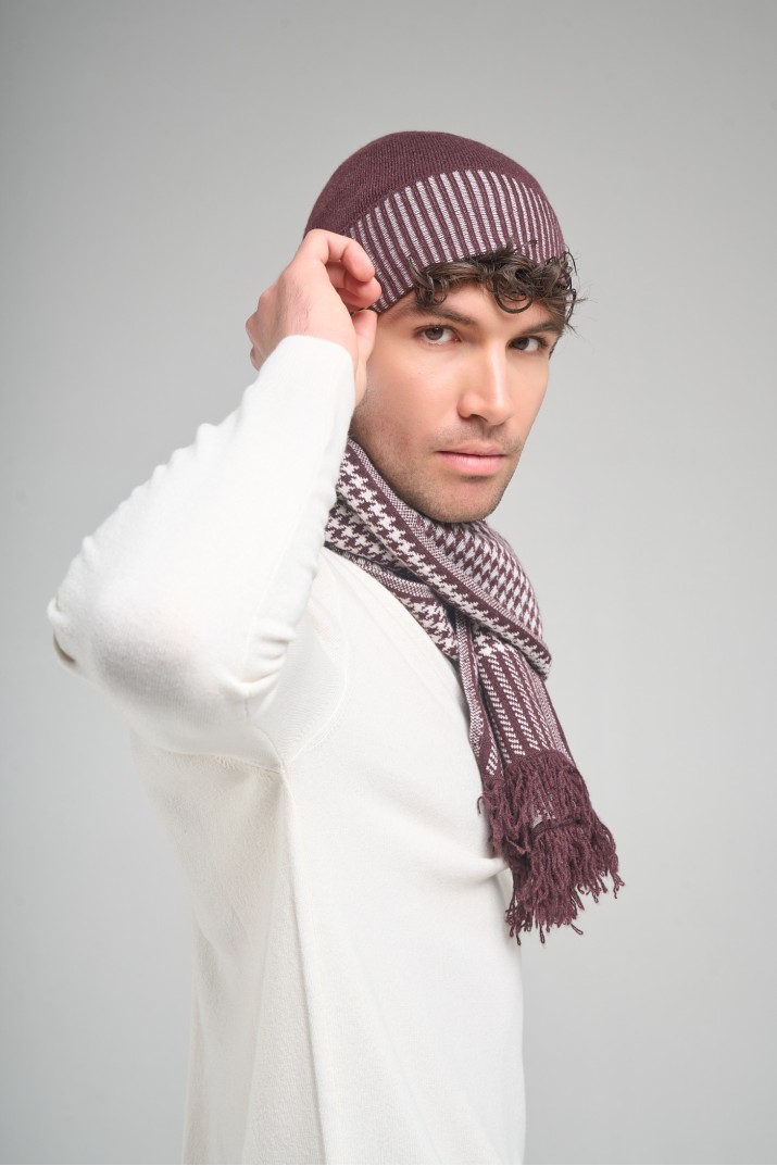 Cappello jacquard in Cashmere