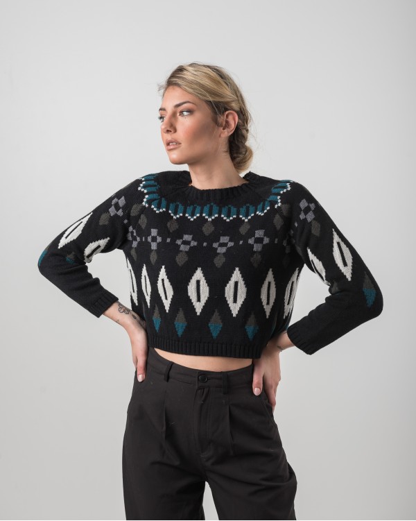 Sweater geometric jacquard